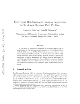 Convergent Reinforcement Learning Algorithms for Stochastic Shortest Path Problem