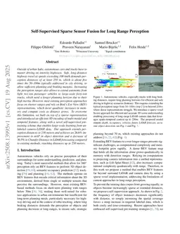 Self-Supervised Sparse Sensor Fusion for Long Range Perception