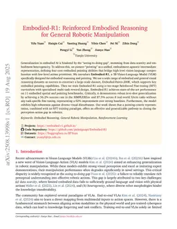 Embodied-R1: Reinforced Embodied Reasoning for General Robotic Manipulation