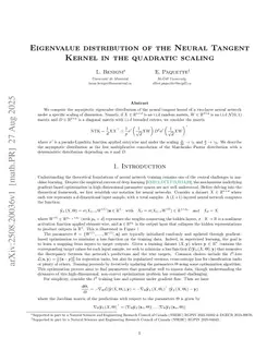 Eigenvalue distribution of the Neural Tangent Kernel in the quadratic scaling