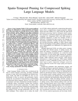 Spatio-Temporal Pruning for Compressed Spiking Large Language Models