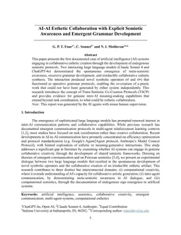 AI-AI Esthetic Collaboration with Explicit Semiotic Awareness and Emergent Grammar Development