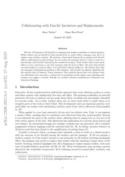 Collaborating with GenAI: Incentives and Replacements