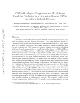 ATMS-KD: Adaptive Temperature and Mixed Sample Knowledge Distillation for a Lightweight Residual CNN in Agricultural Embedded Systems