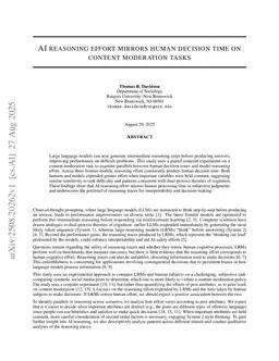 AI reasoning effort predicts human decision time in content moderation