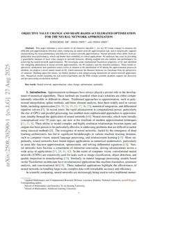 Objective Value Change and Shape-Based Accelerated Optimization for the Neural Network Approximation