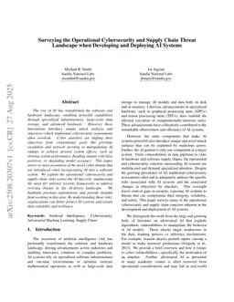 Surveying the Operational Cybersecurity and Supply Chain Threat Landscape when Developing and Deploying AI Systems