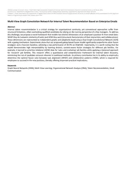 Multi-View Graph Convolution Network for Internal Talent Recommendation Based on Enterprise Emails