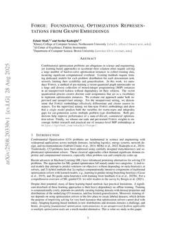 FORGE: Foundational Optimization Representations from Graph Embeddings