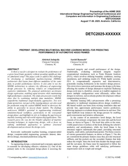Developing a Multi-Modal Machine Learning Model For Predicting Performance of Automotive Hood Frames