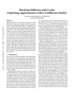 Breaking Diffusion with Cache: Exploiting Approximate Caches in Diffusion Models