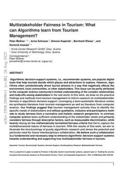 Multistakeholder Fairness in Tourism: What can Algorithms learn from Tourism Management?