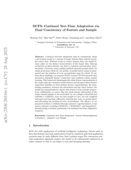 DCFS: Continual Test-Time Adaptation via Dual Consistency of Feature and Sample