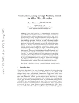 Contrastive Learning through Auxiliary Branch for Video Object Detection