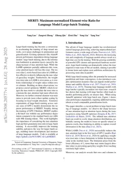 MERIT: Maximum-normalized Element-wise Ratio for Language Model Large-batch Training