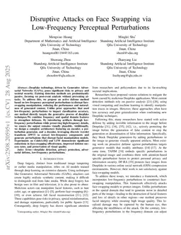Disruptive Attacks on Face Swapping via Low-Frequency Perceptual Perturbations