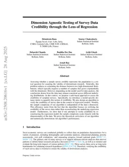 Dimension Agnostic Testing of Survey Data Credibility through the Lens of Regression