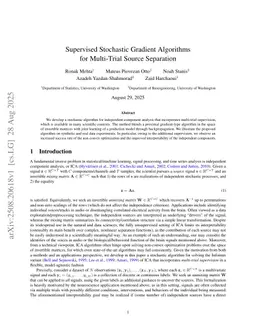 Supervised Stochastic Gradient Algorithms for Multi-Trial Source Separation