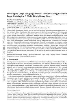 Leveraging Large Language Models for Generating Research Topic Ontologies: A Multi-Disciplinary Study
