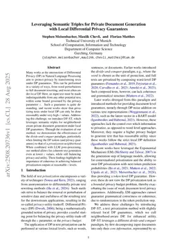 Leveraging Semantic Triples for Private Document Generation with Local Differential Privacy Guarantees