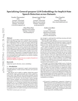 Specializing General-purpose LLM Embeddings for Implicit Hate Speech Detection across Datasets