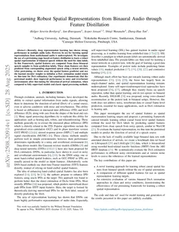 Learning Robust Spatial Representations from Binaural Audio through Feature Distillation