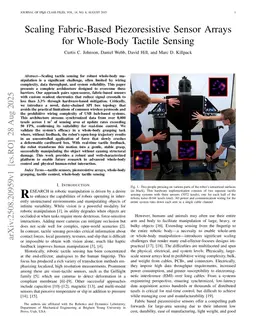 Scaling Fabric-Based Piezoresistive Sensor Arrays for Whole-Body Tactile Sensing