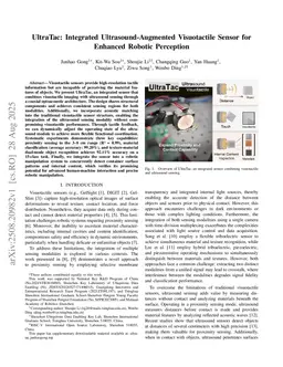 UltraTac: Integrated Ultrasound-Augmented Visuotactile Sensor for Enhanced Robotic Perception