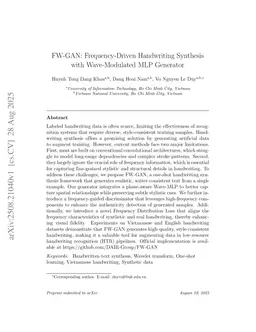 FW-GAN: Frequency-Driven Handwriting Synthesis with Wave-Modulated MLP Generator