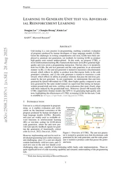 Learning to Generate Unit Test via Adversarial Reinforcement Learning