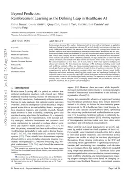 Beyond Prediction: Reinforcement Learning as the Defining Leap in Healthcare AI