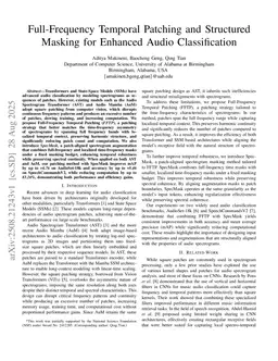 Full-Frequency Temporal Patching and Structured Masking for Enhanced Audio Classification