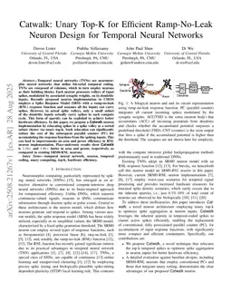 Catwalk: Unary Top-K for Efficient Ramp-No-Leak Neuron Design for Temporal Neural Networks