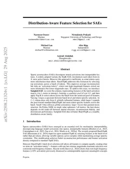 Distribution-Aware Feature Selection for SAEs