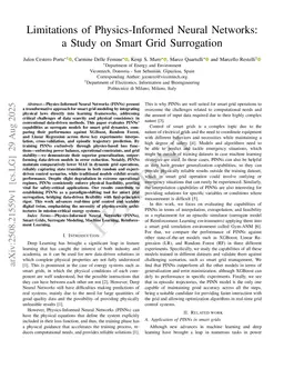 Limitations of Physics-Informed Neural Networks: a Study on Smart Grid Surrogation