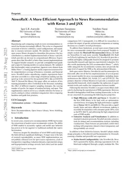 NewsReX: A More Efficient Approach to News Recommendation with Keras 3 and JAX