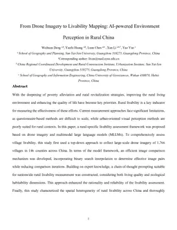 From Drone Imagery to Livability Mapping: AI-powered Environment Perception in Rural China