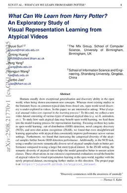 What Can We Learn from Harry Potter? An Exploratory Study of Visual Representation Learning from Atypical Videos