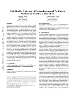 MoE-Health: A Mixture of Experts Framework for Robust Multimodal Healthcare Prediction