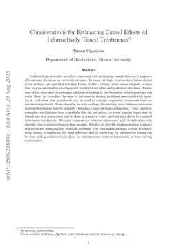 Considerations for Estimating Causal Effects of Informatively Timed Treatments