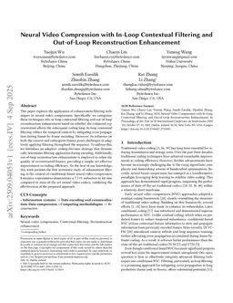 Neural Video Compression with In-Loop Contextual Filtering and Out-of-Loop Reconstruction Enhancement