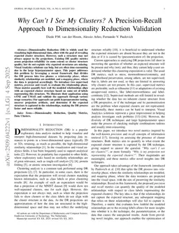 Why Can't I See My Clusters? A Precision-Recall Approach to Dimensionality Reduction Validation