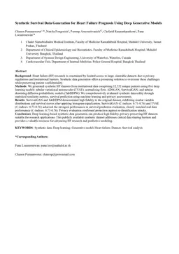 Synthetic Survival Data Generation for Heart Failure Prognosis Using Deep Generative Models