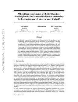 When three experiments are better than two: Avoiding intractable correlated aleatoric uncertainty by leveraging a novel bias--variance tradeoff