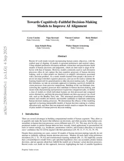 Towards Cognitively-Faithful Decision-Making Models to Improve AI Alignment