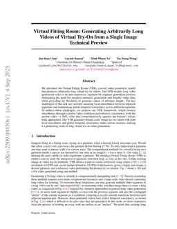 Virtual Fitting Room: Generating Arbitrarily Long Videos of Virtual Try-On from a Single Image -- Technical Preview