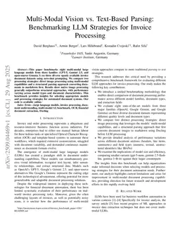 Multi-Modal Vision vs. Text-Based Parsing: Benchmarking LLM Strategies for Invoice Processing