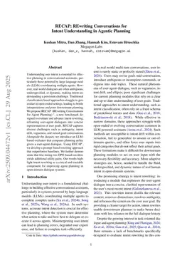 RECAP: REwriting Conversations for Intent Understanding in Agentic Planning