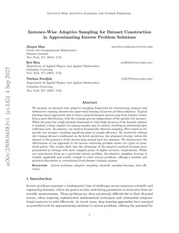 Instance-Wise Adaptive Sampling for Dataset Construction in Approximating Inverse Problem Solutions