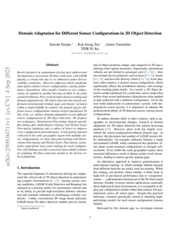 Domain Adaptation for Different Sensor Configurations in 3D Object Detection